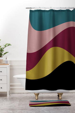Colour Poems Abstract Color Waves Shower Curtain And Mat