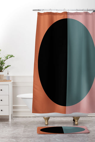 Colour Poems Color Block Abstract V Shower Curtain And Mat