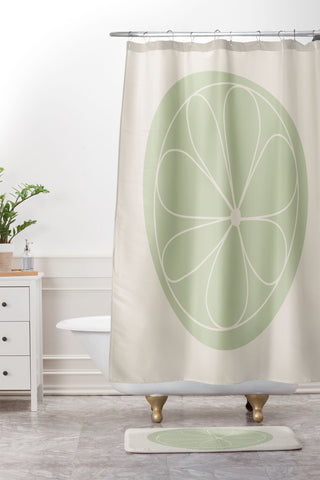 Colour Poems Daisy Abstract Green Shower Curtain And Mat
