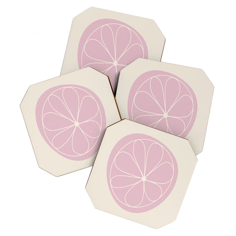 Colour Poems Daisy Abstract Pink Coaster Set