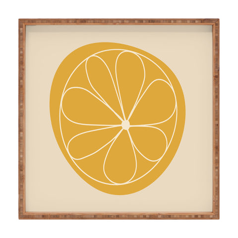 Colour Poems Daisy Abstract Yellow Square Tray