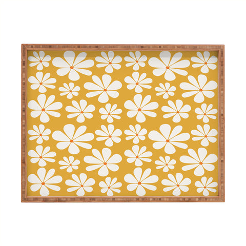 Colour Poems Floral Daisy Pattern Golden Yellow Rectangular Tray