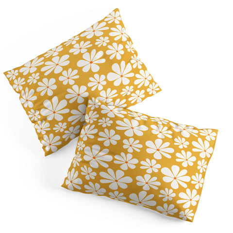 Colour Poems Floral Daisy Pattern Golden Yellow Pillow Shams