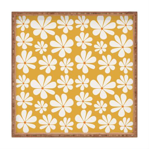 Colour Poems Floral Daisy Pattern Golden Yellow Square Tray