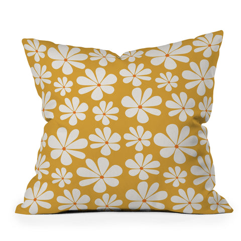 Colour Poems Floral Daisy Pattern Golden Yellow Throw Pillow