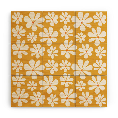 Colour Poems Floral Daisy Pattern Golden Yellow Wood Wall Mural