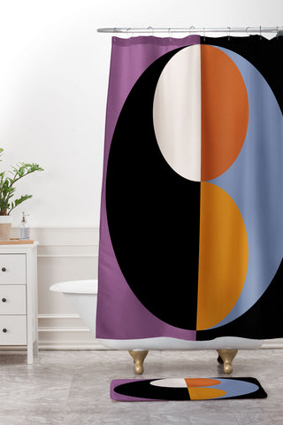 Colour Poems Geometric Circles Abstract III Shower Curtain And Mat