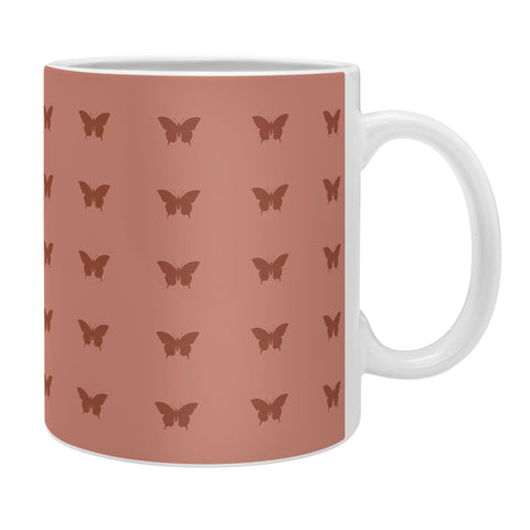 Colour Poems Minimal Butterfly Pattern Red Coffee Mug