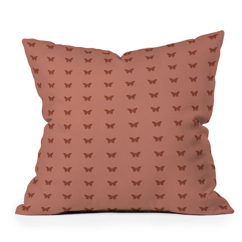 Colour Poems Minimal Butterfly Pattern Red Throw Pillow