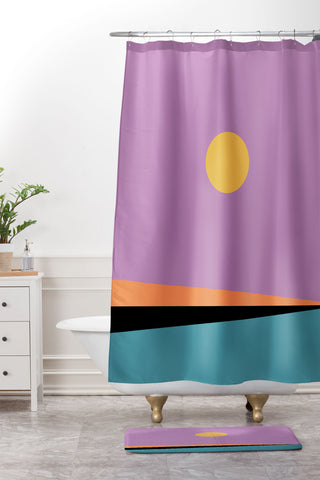 Colour Poems Minimal Horizon II Shower Curtain And Mat