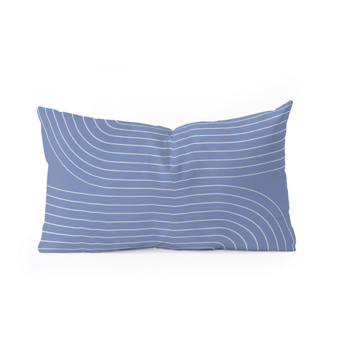 Colour Poems Minimal Line Curvature Blue II Oblong Throw Pillow