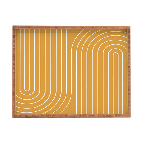 Colour Poems Minimal Line Curvature Gold Rectangular Tray
