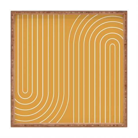 Colour Poems Minimal Line Curvature Gold Square Tray
