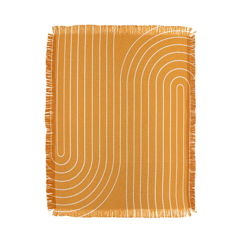 Colour Poems Minimal Line Curvature Gold Throw Blanket