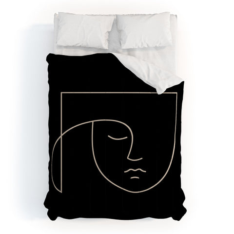 Colour Poems Minimal Line Portrait Black Comforter