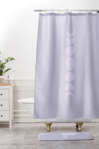Colour Poems Minimal Moon Phases Lilac Shower Curtain And Mat