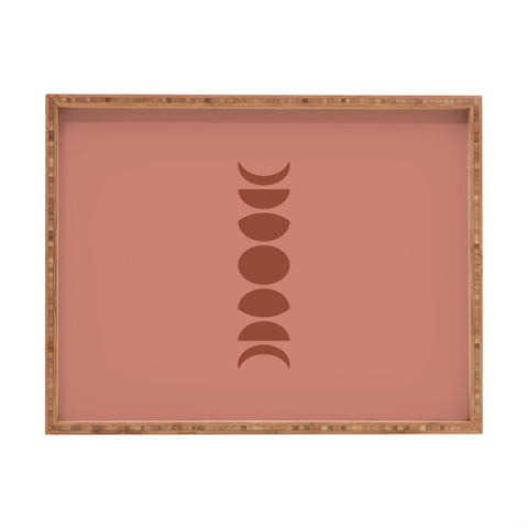 Colour Poems Minimal Moon Phases Red Rectangular Tray
