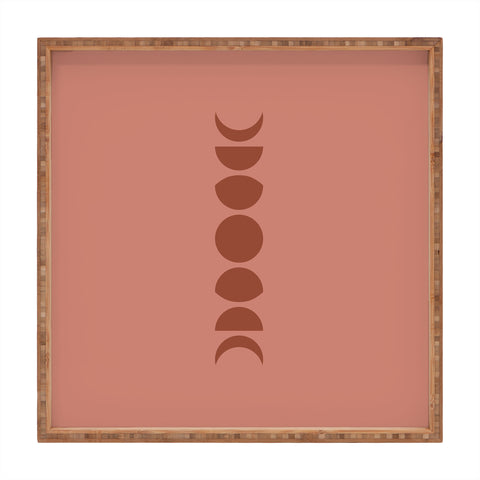 Colour Poems Minimal Moon Phases Red Square Tray