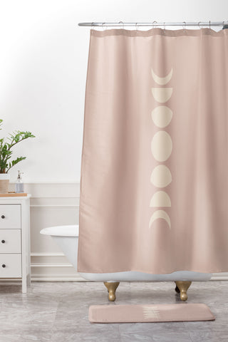 Colour Poems Minimal Moon Phases Rose Shower Curtain And Mat