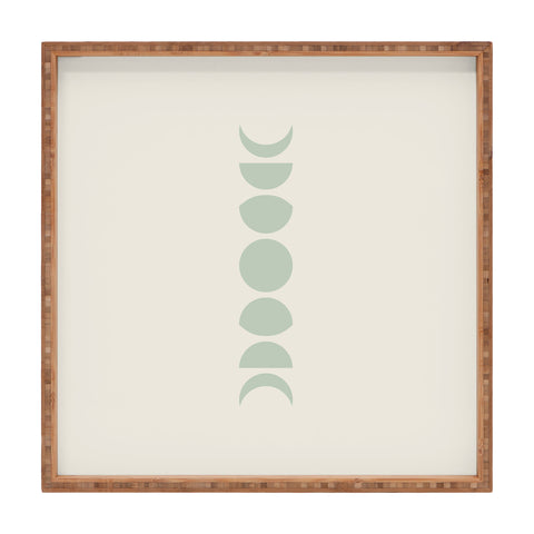 Colour Poems Minimal Moon Phases White Sage Square Tray