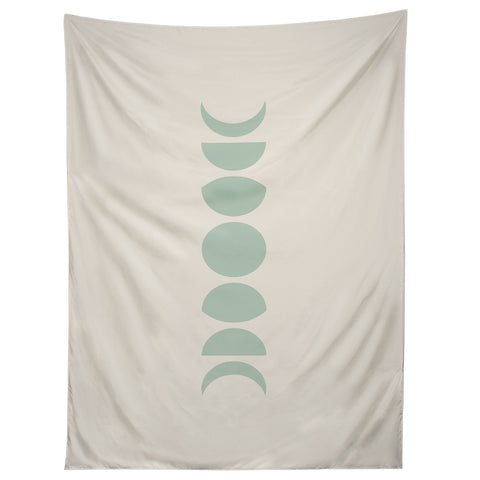 Colour Poems Minimal Moon Phases White Sage Tapestry