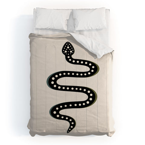 Colour Poems Minimal Snake Black Comforter