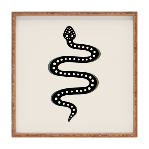 Colour Poems Minimal Snake Black Square Tray