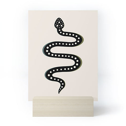 Colour Poems Minimal Snake Black Mini Art Print