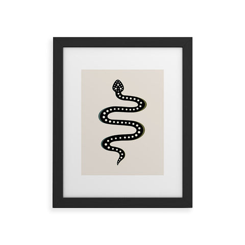 Colour Poems Minimal Snake Black Framed Art Print