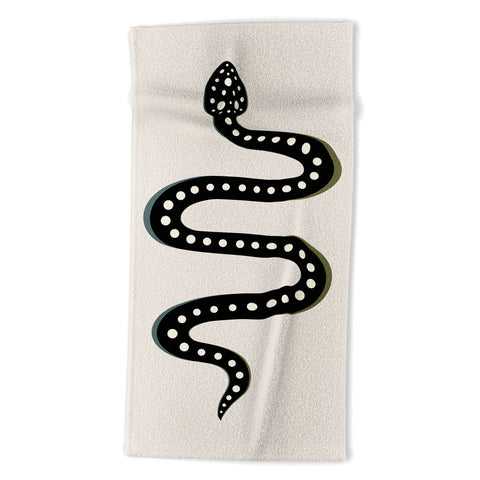 Colour Poems Minimal Snake Black Beach Towel