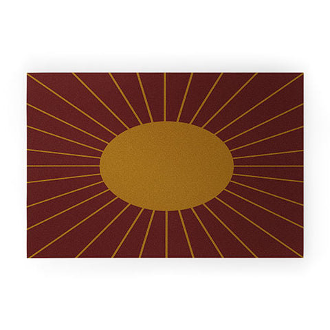 Colour Poems Minimal Sunrays Dark Red Welcome Mat