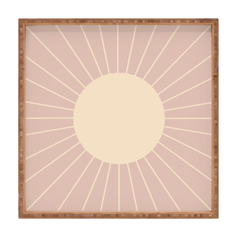 Colour Poems Minimal Sunrays Pink Square Tray