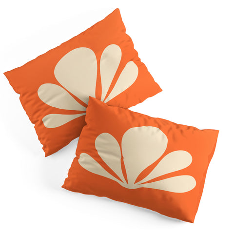 Colour Poems Minimal Tropical Plant Orange Pillow Shams
