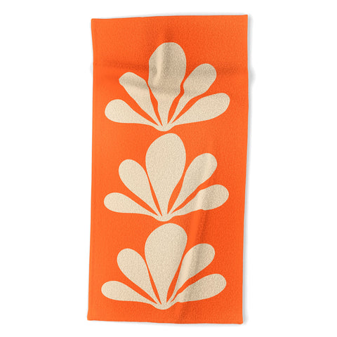 Colour Poems Minimal Tropical Plant Orange Beach Towel
