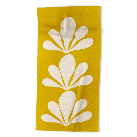 Colour Poems Minimal Tropical Plant Yellow Beach Towel