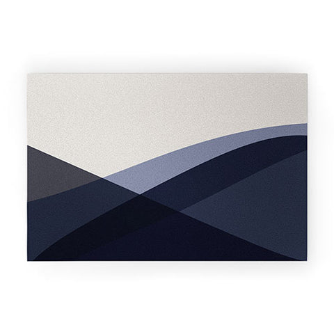 Colour Poems Minimal Waves Blue Welcome Mat