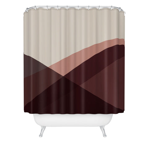 Colour Poems Minimal Waves Red Shower Curtain