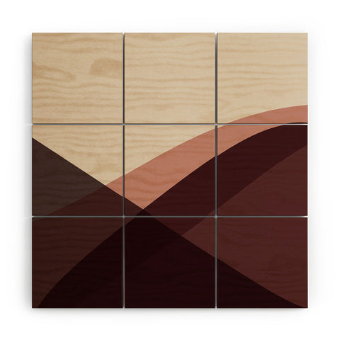 Colour Poems Minimal Waves Red Wood Wall Mural