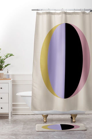 Colour Poems Mod Circle Abstract II Shower Curtain And Mat