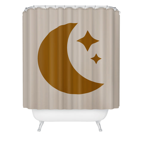 Colour Poems Moon and Stars Orange Shower Curtain