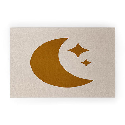 Colour Poems Moon and Stars Orange Welcome Mat