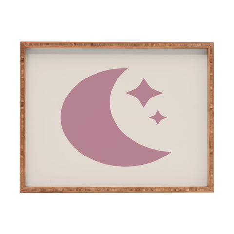 Colour Poems Moon and Stars Pink Rectangular Tray