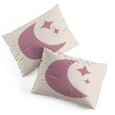 Colour Poems Moon and Stars Pink Pillow Shams