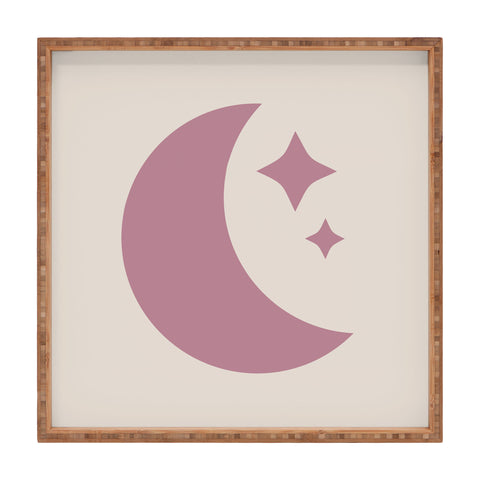 Colour Poems Moon and Stars Pink Square Tray