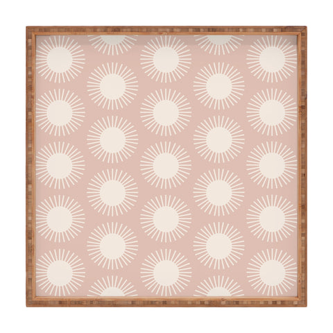 Colour Poems Sun Pattern Pink Square Tray