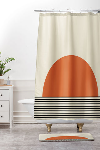 Colour Poems Sunrise Orange Shower Curtain And Mat
