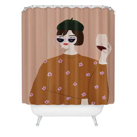 constanzaillustrates French Girl Shower Curtain
