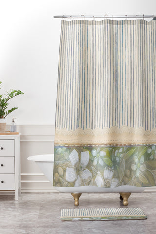 Cori Dantini Blue And White Stripes Shower Curtain And Mat