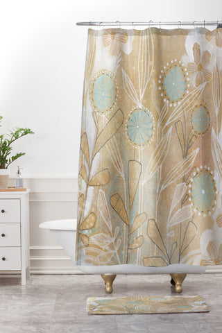 Cori Dantini Blue Floral Shower Curtain And Mat