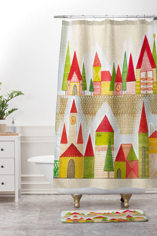 Cori Dantini Christmas Village Shower Curtain And Mat